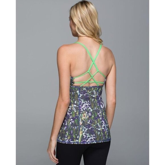 Lululemon Dancing Warrior Floral Sport White Multi & Pistachio Athletic Tank 6 - Picture 1 of 6